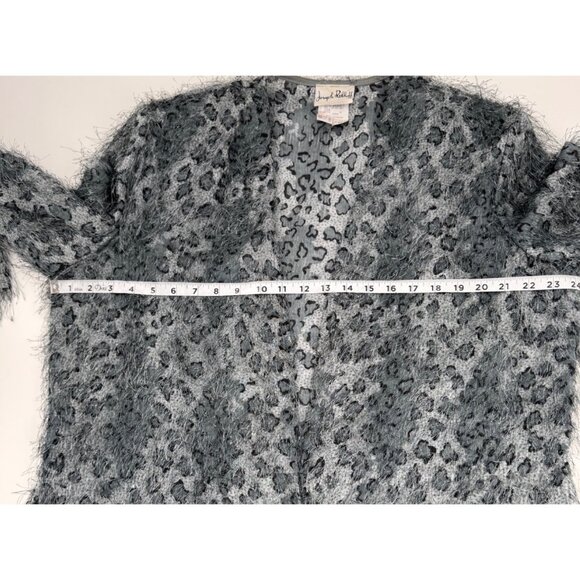 Joseph Ribkoff Gray Leopard Print Textured Open Cardigan Jacket Size 16 - Picture 8 of 10
